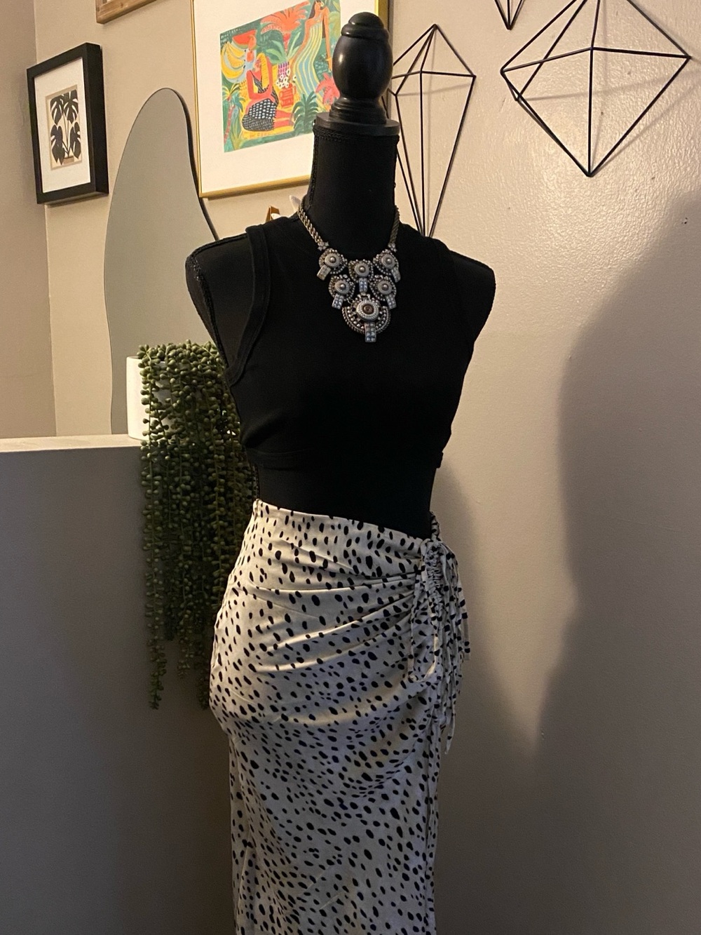 Leopard Drawstring Slit Skirt - Picture 7 of 10